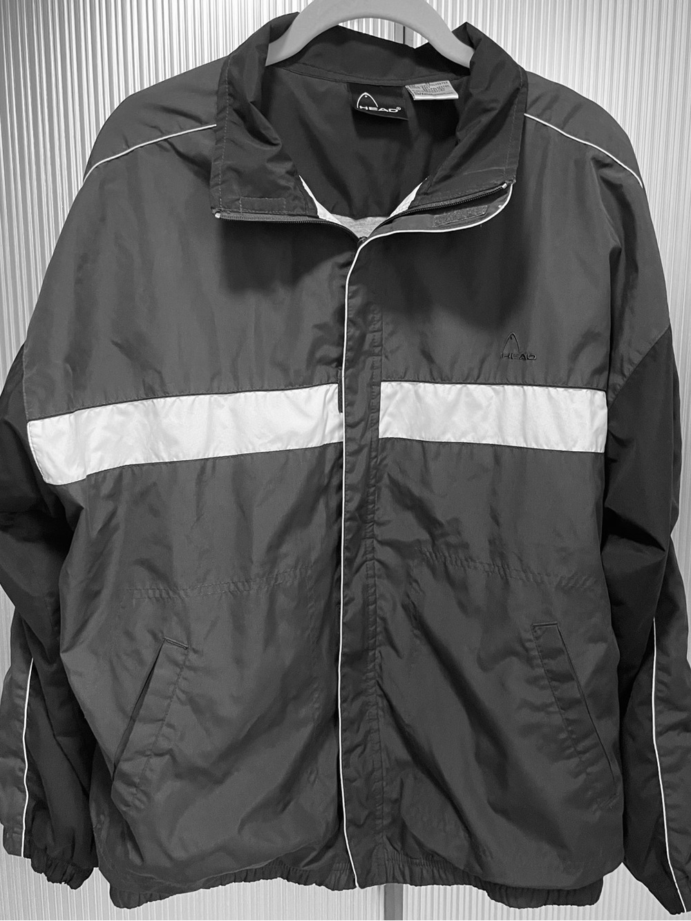 Head Men’s Black & Gray Full Zip Athletic Sports Windbreaker Jacket  Size M